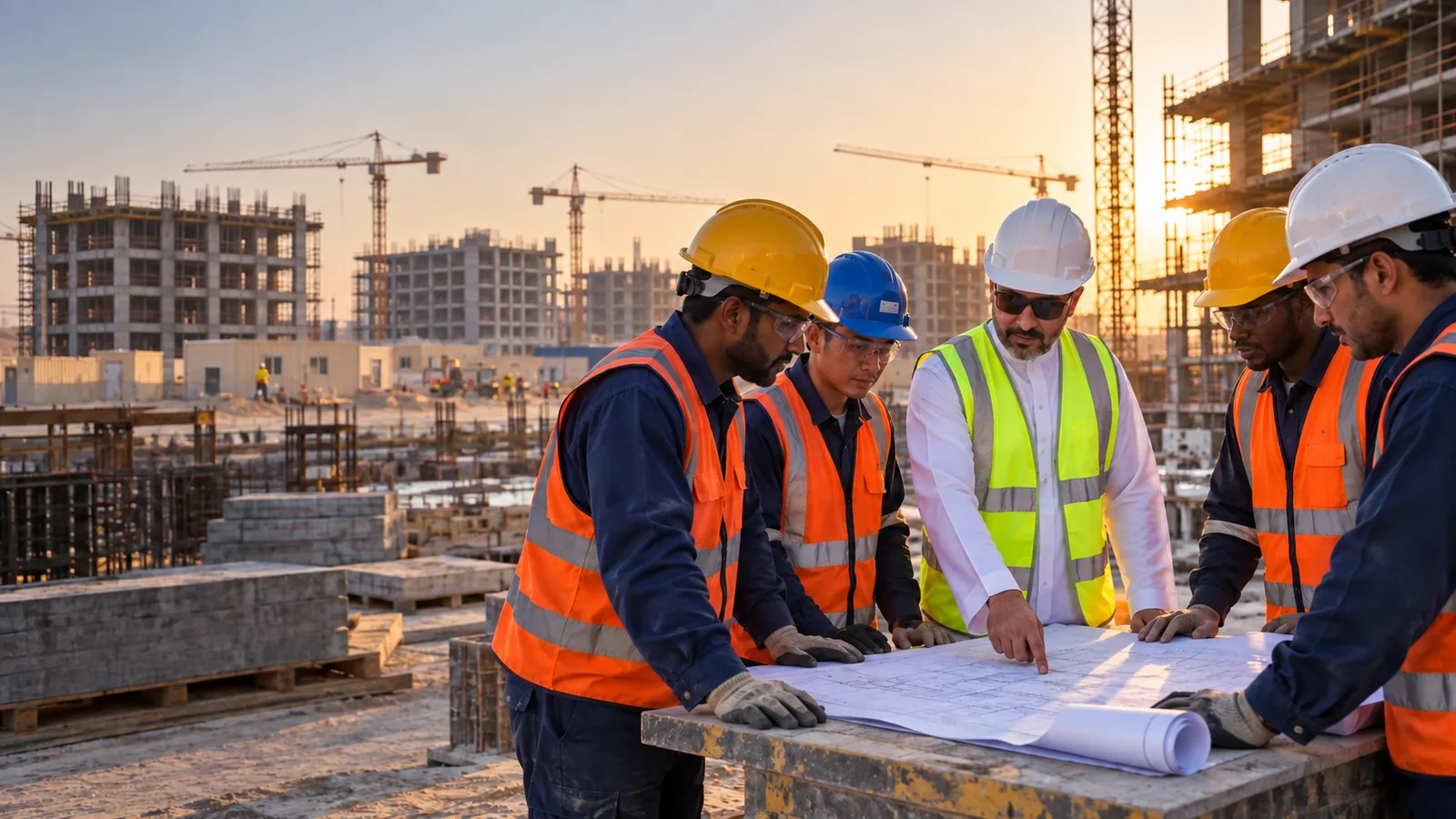 Construction workers on a UAE building site
